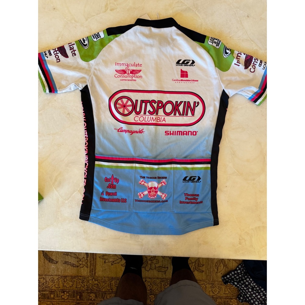 Louis Garneau Outspokin Columbia Cycling Jersey Mens Blue White Pink Shimano LG